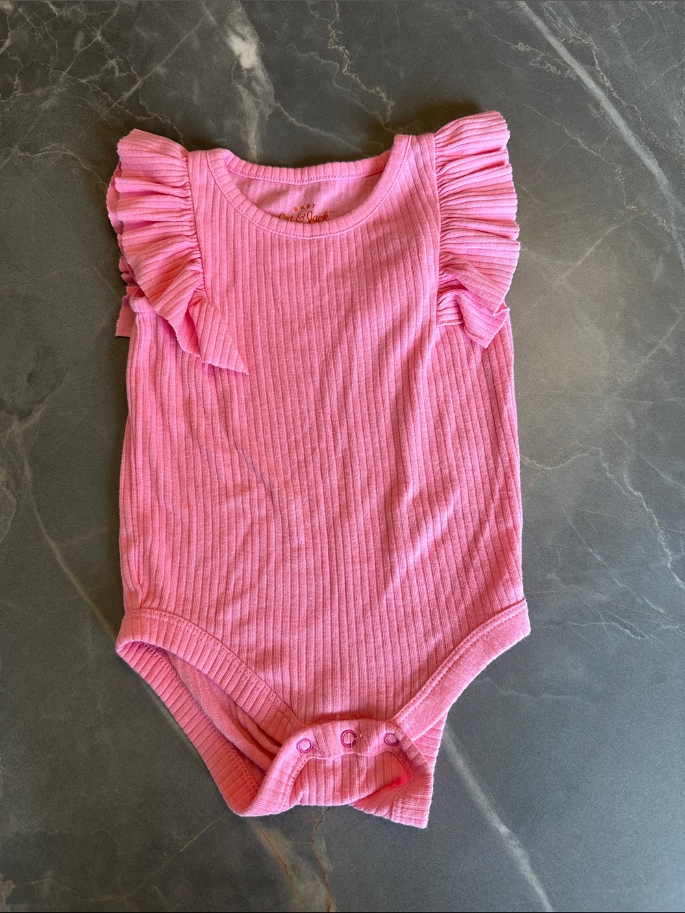 Cat & Jack Pink Ribbed Ruffle Sleeve One-Piece Bodysuit